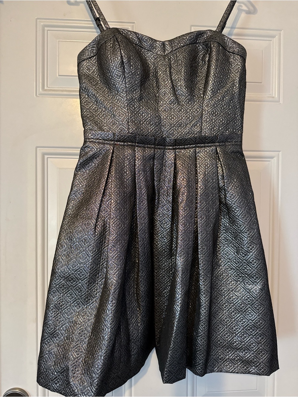 Guess Silver-Black Textured Fit & Flare Mini Dress - Picture 1 of 4
